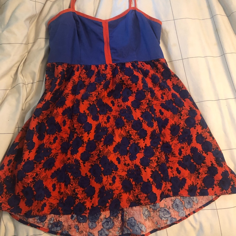 Blue and Red flower tank dress